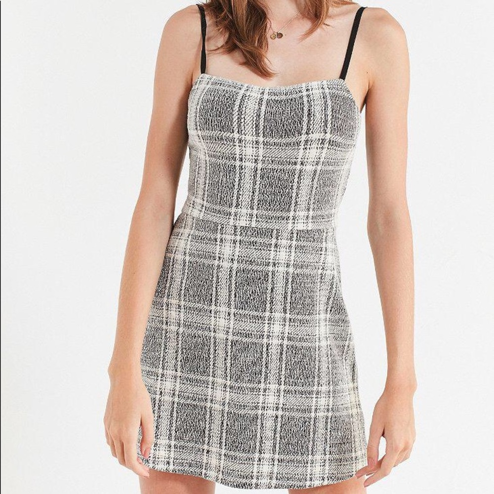 Uo Cher Plaid Straight-neck Mini Dress